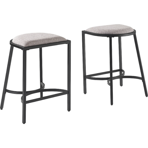 Ellery Counter Stool in Gray Fabric & Black Metal (Set of 2)