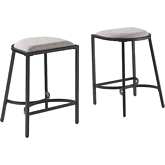 Ellery Counter Stool in Gray Fabric & Black Metal (Set of 2)
