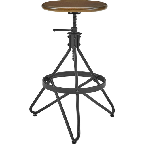 Kalen Adjustable Height Swivel Stool in Wood & Black Metal
