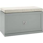 Harper Entryway Bench in Gray finish Wood & Cream Linen