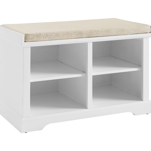 Anderson Storage Bench White & Tan Linen