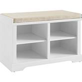 Anderson Storage Bench White & Tan Linen