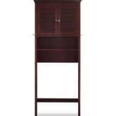 Lydia Over Toilet Space Saver Cabinet in Espresso Wood w/ Louvered Doors