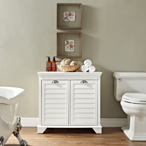 Lydia Linen Hamper in White Finish Wood