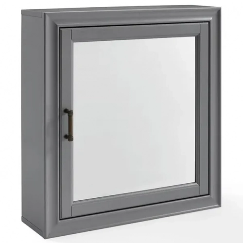Tara Bath Mirrored Wall Cabinet in Vintage Gray Finish Wood