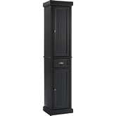 Seaside Tall Linen Cabinet in Distressed Black Finish