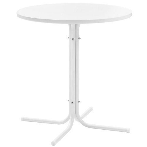 Griffith Outdoor 27" Round Bistro Table in White Satin Steel