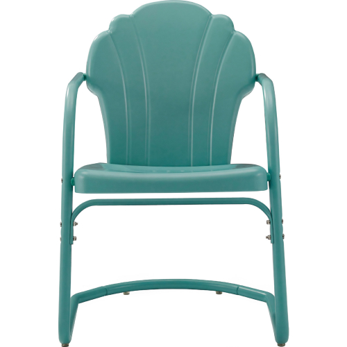 Tulip Outdoor Arm Chair in Pastel Blue Satin Steel (Set of 2)