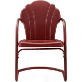 Tulip Outdoor Arm Chair in Dark Red Satin Steel (Set of 2)