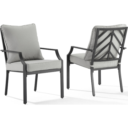 Otto Outdoor Dining Chair in Black Metal & Gray Fabric (Set of 2)