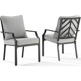 Otto Outdoor Dining Chair in Black Metal & Gray Fabric (Set of 2)