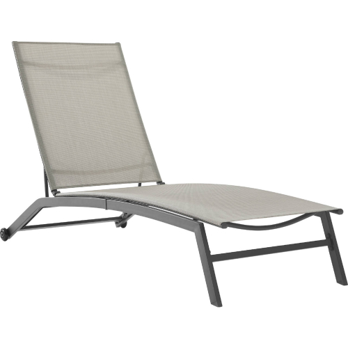 Weaver Outdoor Sling Chaise Lounge in Gray Fabric & Black Metal