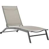 Weaver Outdoor Sling Chaise Lounge in Gray Fabric & Black Metal