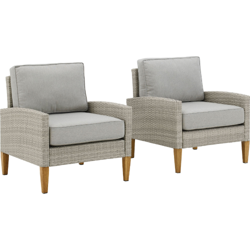 Capella Outdoor Chair in Gray Poly Wicker & Acorn Steel (Set of 2)