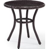 Palm Harbor Outdoor Round Side Table in Brown Resin Wicker