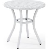 Palm Harbor Outdoor Round Side Table in White Resin Wicker