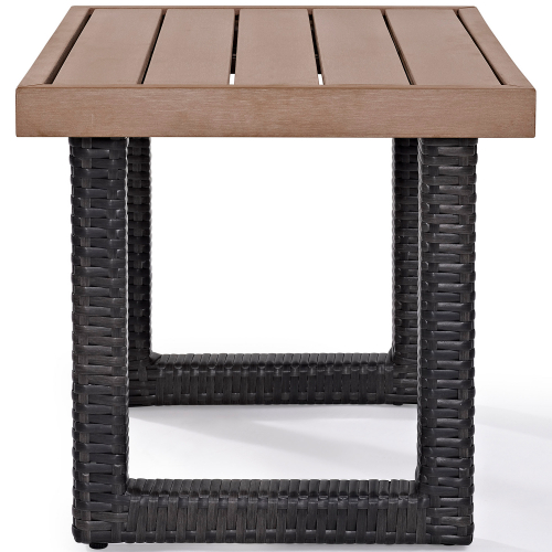 Beaufort Outdoor Side Table in Resin Wicker with Polywood Top