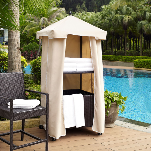 Palm Harbor Outdoor Pool Towel Valet with Sand Cover