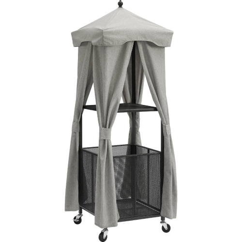Grady Outdoor Towel Valet Storage Unit in Gray Fabric & Black Metal