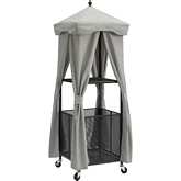 Grady Outdoor Towel Valet Storage Unit in Gray Fabric & Black Metal