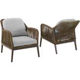Haven Outdoor Arm Chair Set in Gray Fabric & Brown PE Twine (Set of 2)