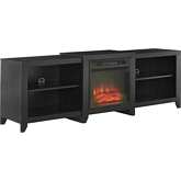 Ronin 69" Low Profile TV Stand with Fireplace in Black Finish
