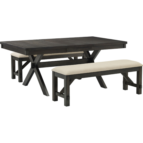 Hayden 3 Piece Dining Set in Slate Finish & Cream Linen