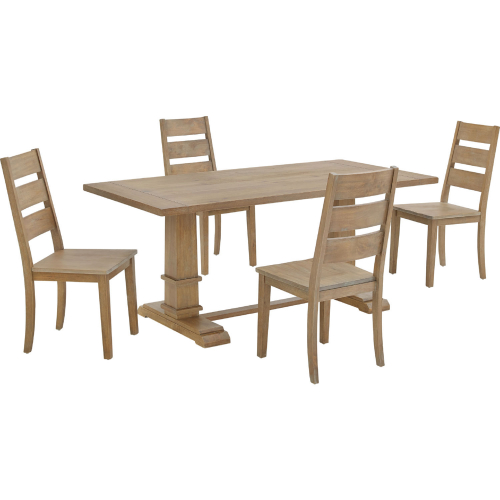 Joanna 5 Piece Dining Set with Ladder Back Chairs in Rustic Brown Cream