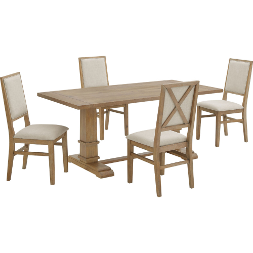 Joanna 5 Piece Dining Set with Dining Chairs in Brown & Cream Fabric