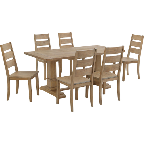Joanna 7 Piece Dining Set with Ladder Back Chairs in Rustic Brown