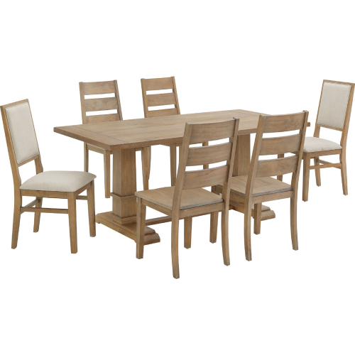 Joanna 7 Piece Dining Set with Chairs Set in Brown & Cream