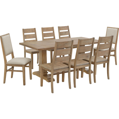 Joanna 9 Piece Dining Set with Chairs in Brown & Cream