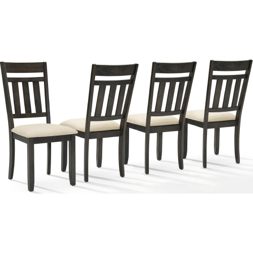 Hayden Slat Back Dining Chair in Slate Wood & Cream Fabric (Set of 4)