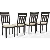 Hayden Slat Back Dining Chair in Slate Wood & Cream Fabric (Set of 4)