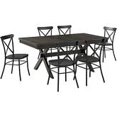 Hayden 7 Piece Dining Set in Slate with Camille Chairs in Black Metal
