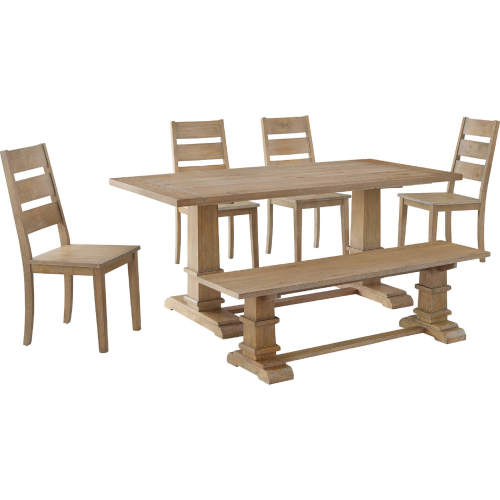 Joanna 6 Piece Dining Set in Rustic Brown