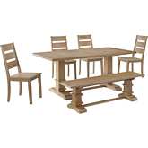 Joanna 6 Piece Dining Set in Rustic Brown