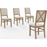 Joanna Dining Chair in Rustic Brown Wood & Cream Fabric (Set of 4)