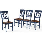 Shelby Dining Chair in Navy & Cherry Finish (Set of 4)