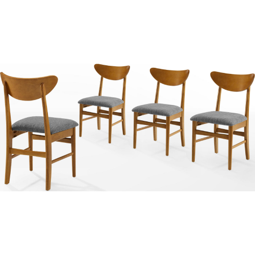 Landon Dining Chair in Acorn Finish Wood & Gray Fabric (Set of 4)