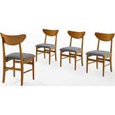 Landon Dining Chair in Acorn Finish Wood & Gray Fabric (Set of 4)