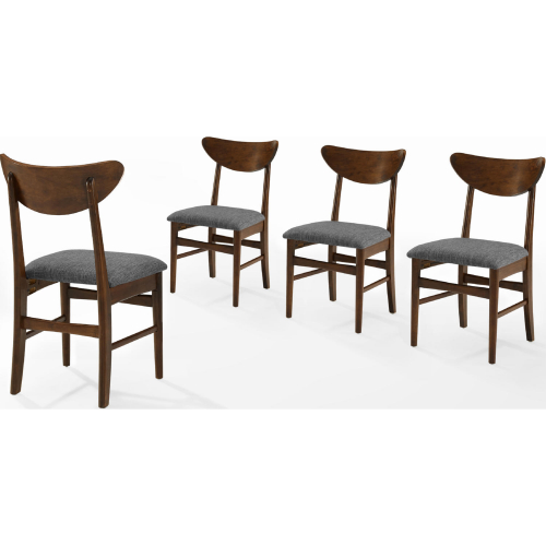 Landon Dining Chair in Mahogany Finish Wood & Gray Fabric (Set of 4)