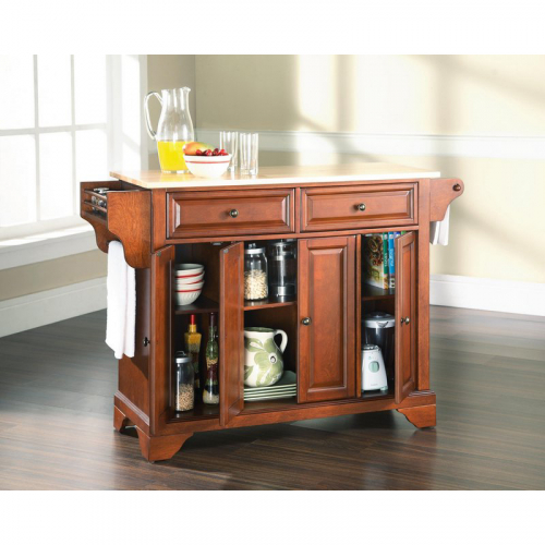Lafayette Kitchen Island in Classic Cherry Finish with Natural Wood Top