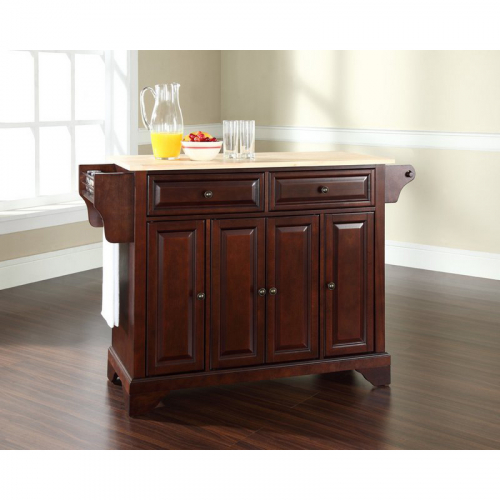 Lafayette Kitchen Island in Vintage Mahogany Finish with Natural Wood Top
