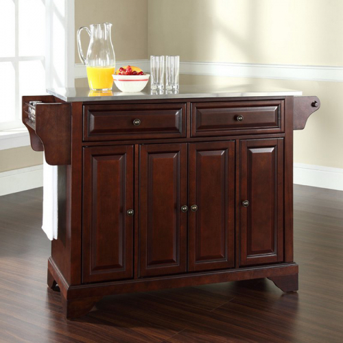 Lafayette Kitchen Island in Vintage Mahogany Finish with Stainless Steel Top