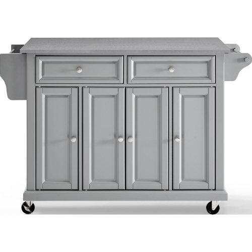 Kitchen Cart in Vintage Grey Finish with Stainless Steel Top