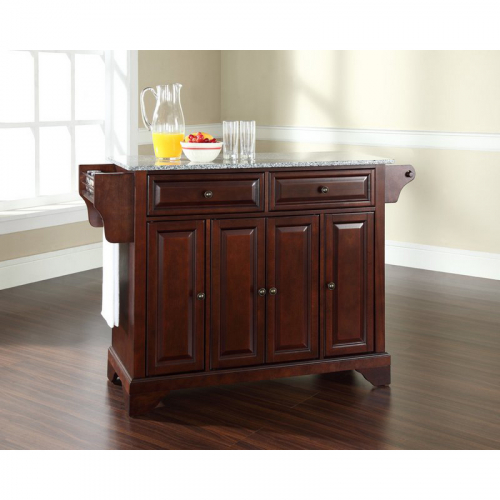 Lafayette Kitchen Island in Vintage Mahogany Finish with Salt & Pepper Granite Top