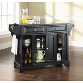 Lafayette Kitchen Island in Black Finish with Solid Black Granite Top