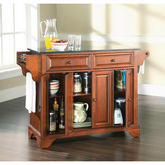 Lafayette Kitchen Island in Classic Cherry Finish with Solid Black Granite Top