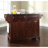 Lafayette Kitchen Island in Vintage Mahogany Finish with Solid Black Granite Top